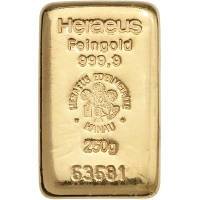 Heraeus 250g - sztabka złota inwestycyjnego
