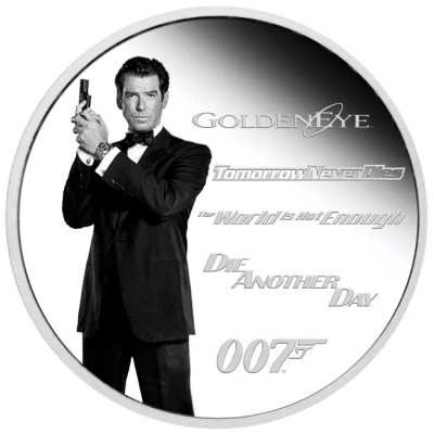James Bond Legacy - Pierce Brosnan - 1uncja - Srebrna moneta kolekcjonerska (Dostawa 29.4.)