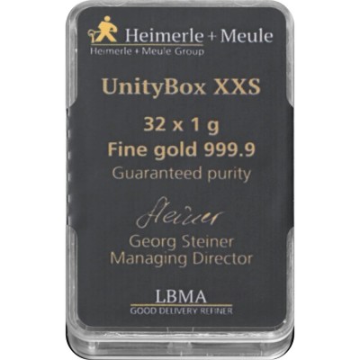 Heimerle + Meule Unity Box - 32 x 1g - złota sztabka inwestycyjna