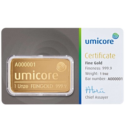 Umicore - 1 Oz - sztabka złota inwestycyjnego