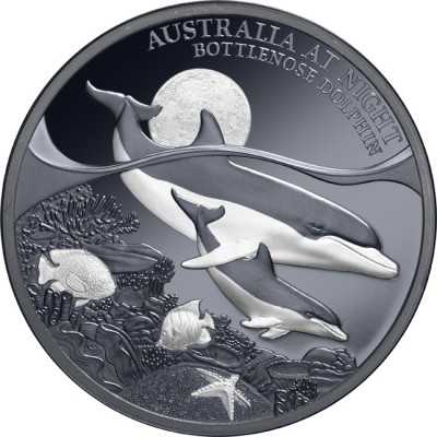 Delfin butlonosy - 1 Oz - Srebrna moneta kolekcjonerska
