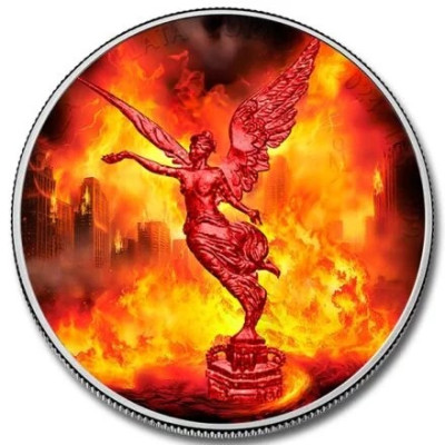 Meksyk Libertad - Siły Natury - Ogień - 1 Oz - Srebrna moneta kolekcjonerska