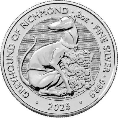 Tudor Beasts Greyhound of Richmond - 2 uncje - Srebrna moneta inwestycyjna
