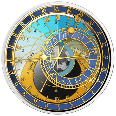 Staromiejski Zegar Astronomiczny - 1 Oz - srebrna moneta kolekcjonerska typu proof