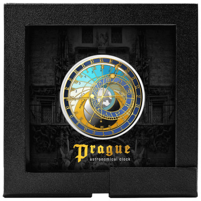 Staromiejski Zegar Astronomiczny - 1 Oz - srebrna moneta kolekcjonerska typu proof