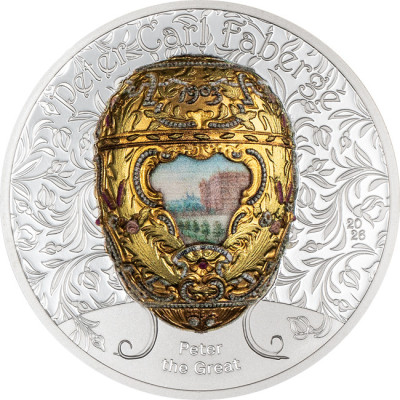Jajko Fabergé - Piotr Wielki - 2 Oz - srebrna moneta kolekcjonerska