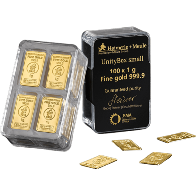 Heimerle + Meule Unity Bar 100 x 1 g - złota sztabka inwestycyjna