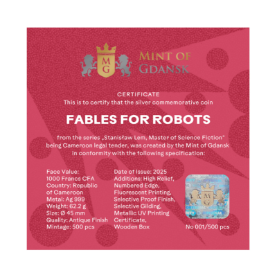 Stanisław Lem - Bajki dla robotów - 2 uncje - Srebrna moneta kolekcjonerska
