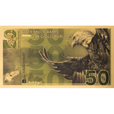 Bald Eagle Aurum - 24-karatowy złoty banknot (50 mg)