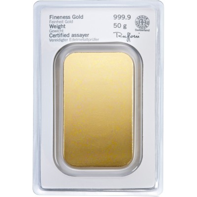 Heraeus 50 g - Sztabka złota
