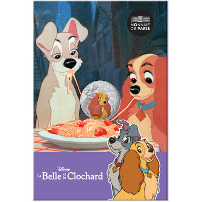 „Lady i Tramp” – (2025) – srebrna, kolorowa moneta kolekcjonerska